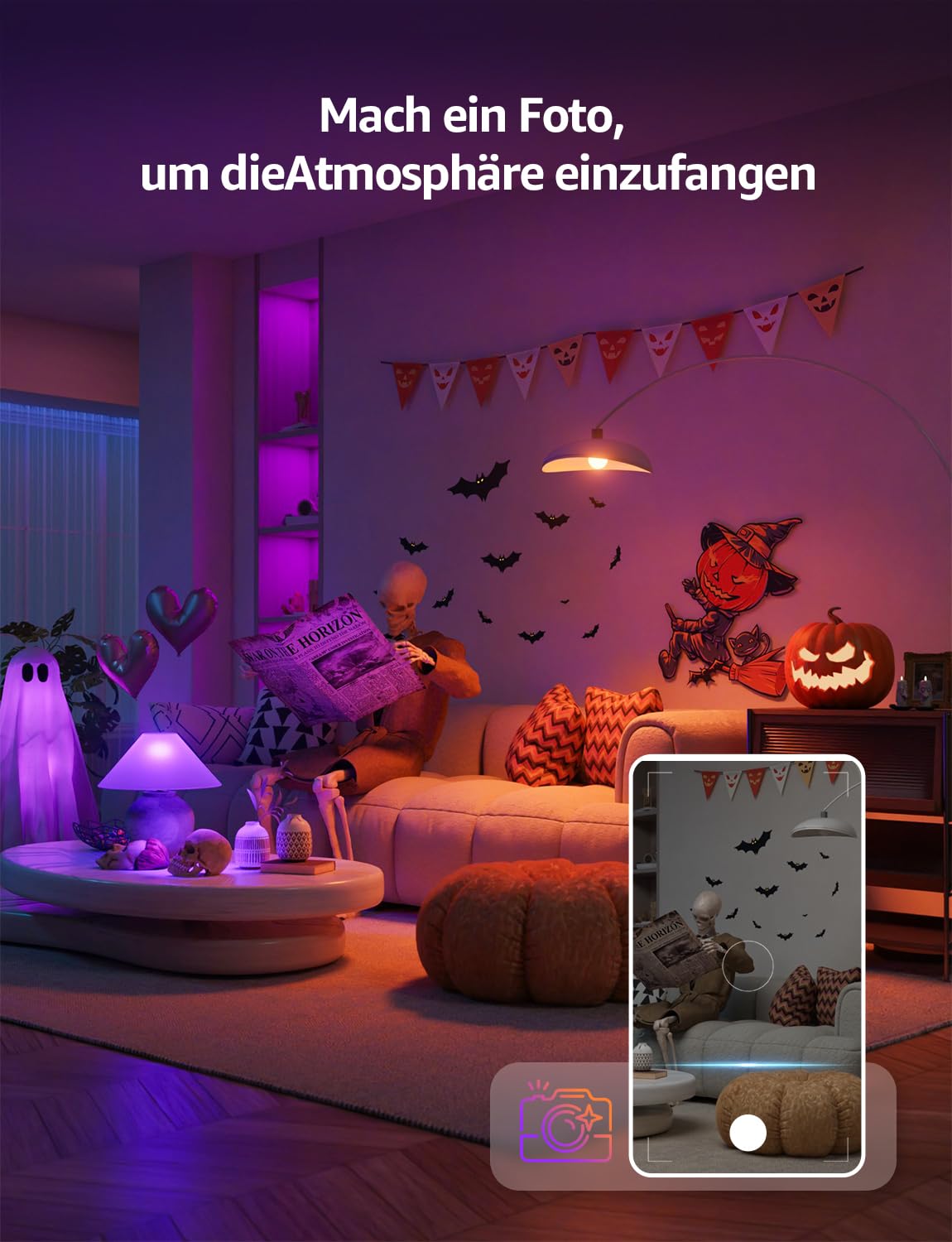 Lepro Smart E14 LED BP1 G45, Personalisierter KI-Lichtdesigner, 4.9W 470LM RGB+CCT, Dimmbar, Kompatibel mit Alexa/Google, Musik Sync, WiFi & Bluetooth, KI-Ambientebeleuchtung, 4er Pack