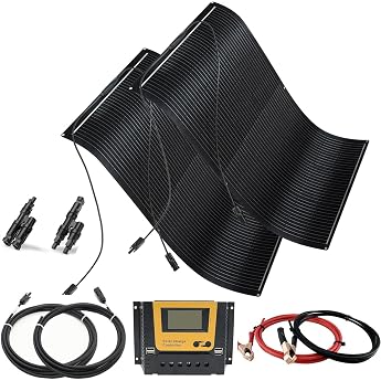 300 W Flexible Solar Panel Kit Set 12 V Solar System Caravan Camper Komplettset Solarmodul Flexibel 300Watt Mit 30A 12V/24V Solarladeregler + Solarkabel f r Batterien Wohnmobil Camping