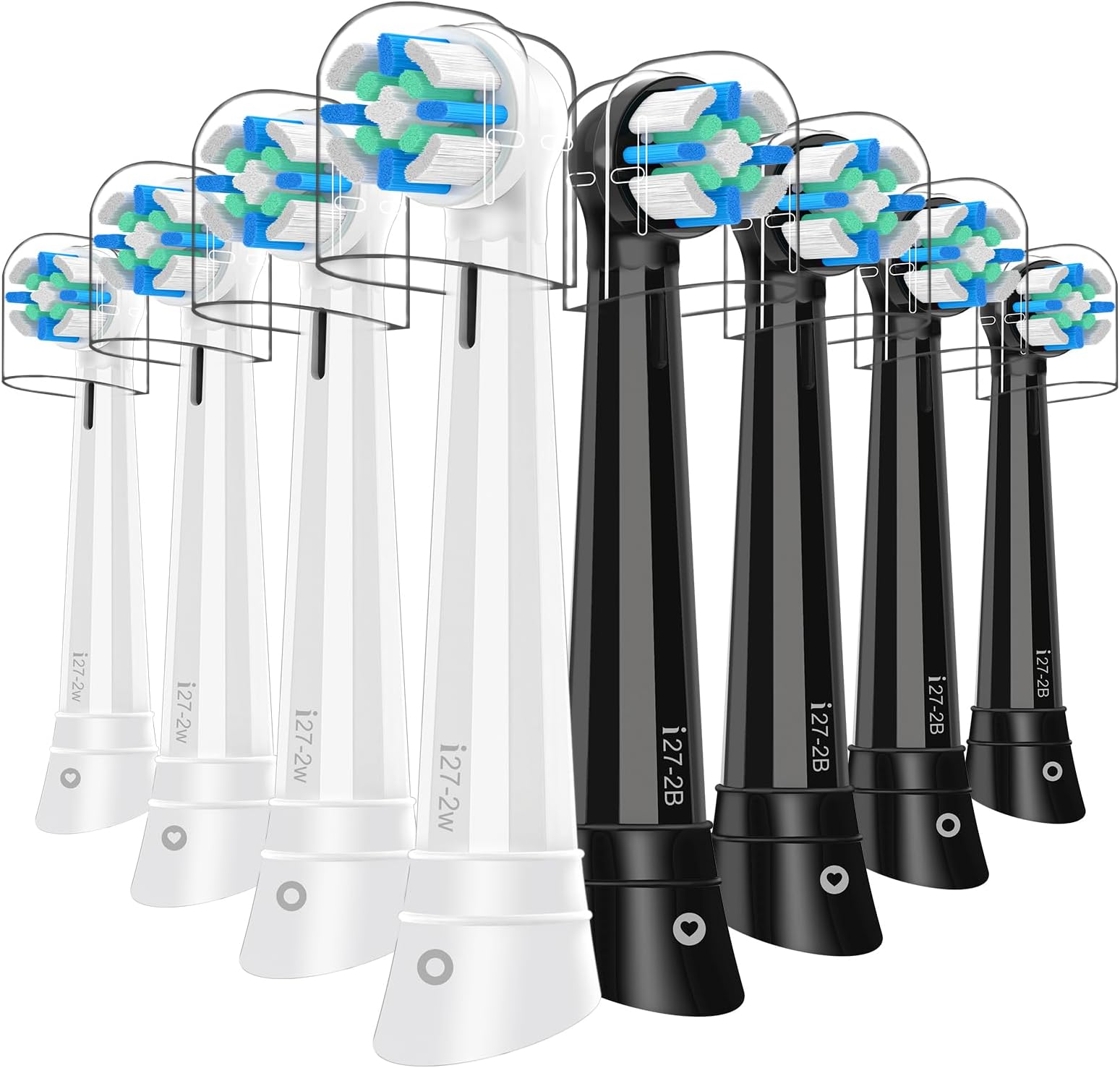 Intelligent Cleaning IO Replacement Heads Compatible with Oral B iO 2 3 4 5 6 7 8 9 10 Series Electric Toothbrush, Brush Heads Compatible with Oral B iO Electric Handles, 8 Pack Black/White