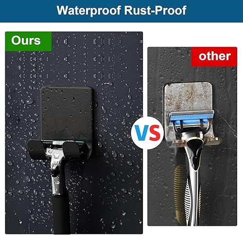Miniatura 5 de Diesisa Soporte para maquinilla de afeitar para ducha + ganchos adhesivos de pared, soporte para maquinilla de afeitar de ducha de acero inoxidable