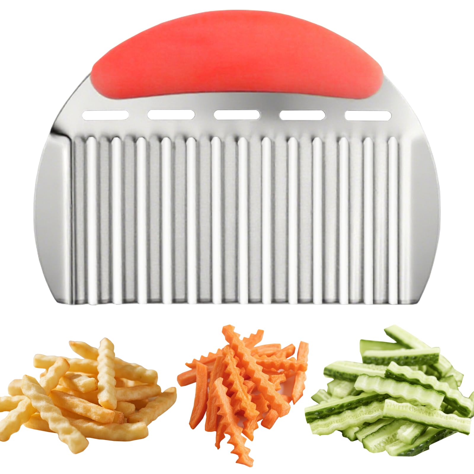 Trancheuse de pommes de terre et coupe-légumes ondulé en inox
