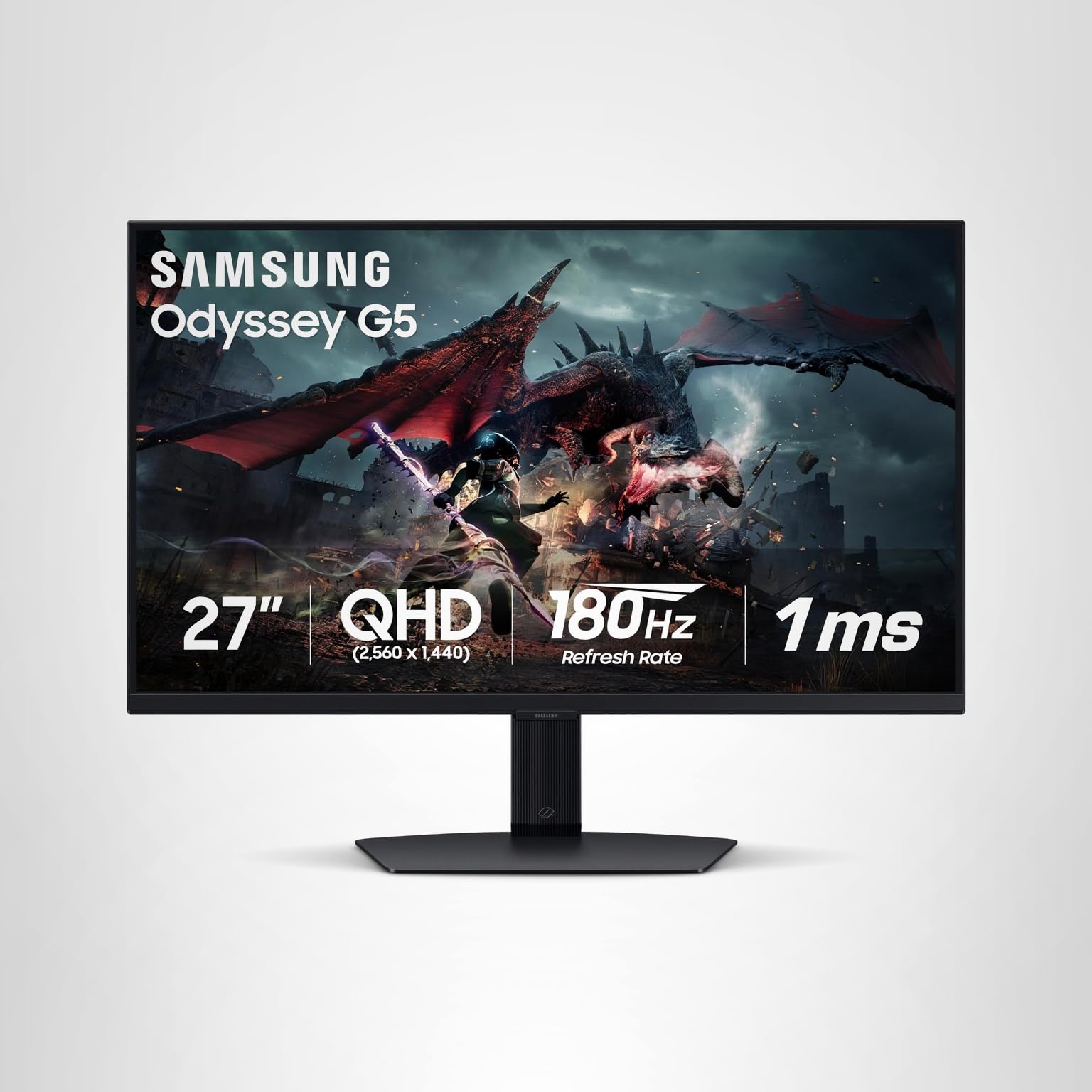 SAMSUNG 32" Odyssey G55C Series QHD 1000R Curved Gaming Monitor, 1ms(MPRT), HDR10, 165Hz, AMD Radeon FreeSync, Eye Care, Glare Free, Sharp Resolution LS32CG550ENXZA: 27-inch