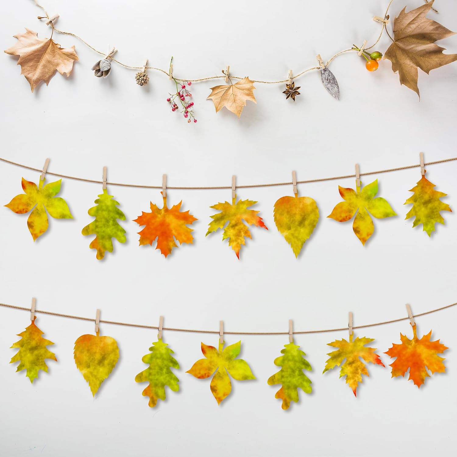 150Pcs Fall Paper Leaves Art Crafts - Color Diffusing Watercolor Maple Leaf for Kids Autumn Classroom Decoration