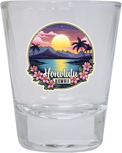 R and R Imports Honolulu Hawaii B Souvenir - Vaso de chupito redondo transparente de 1.5 onzas