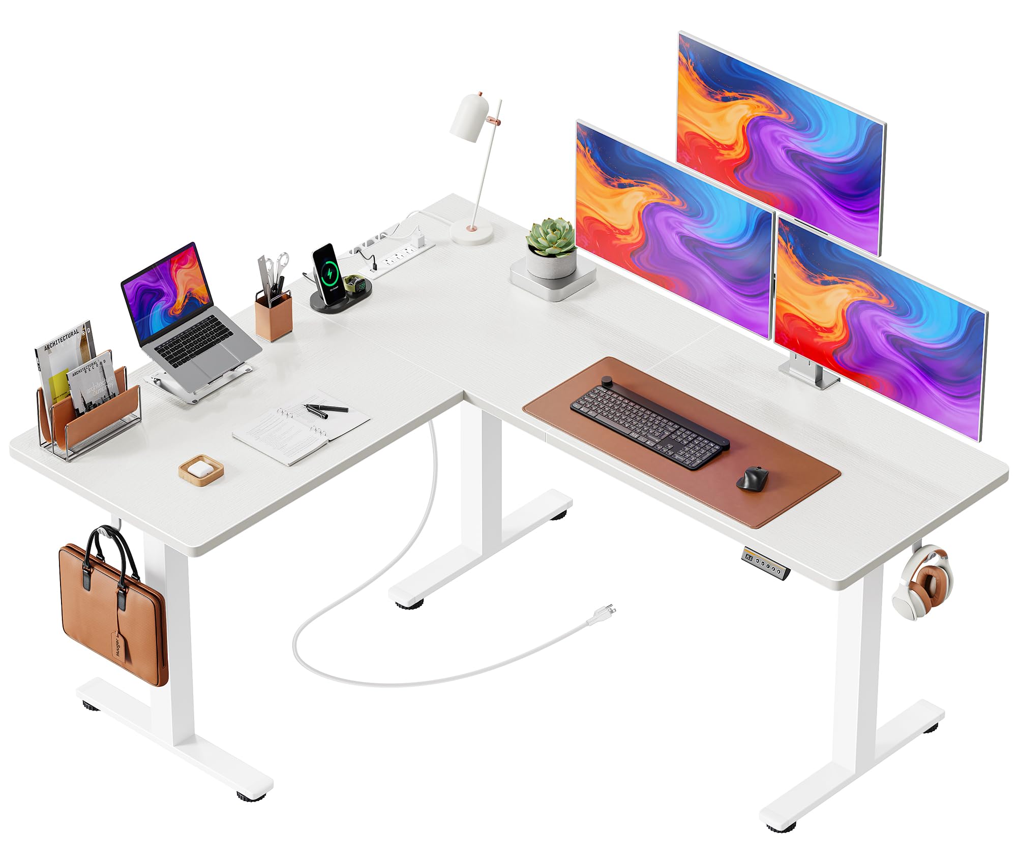 Amazon.com: Huuger L Shaped Standing Desk with Power Outlets, 63 x