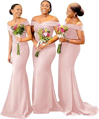 Mermaid Bridesmaids Dresses for Wedding Long Off Shoulder Formal Prom Evening Gown
