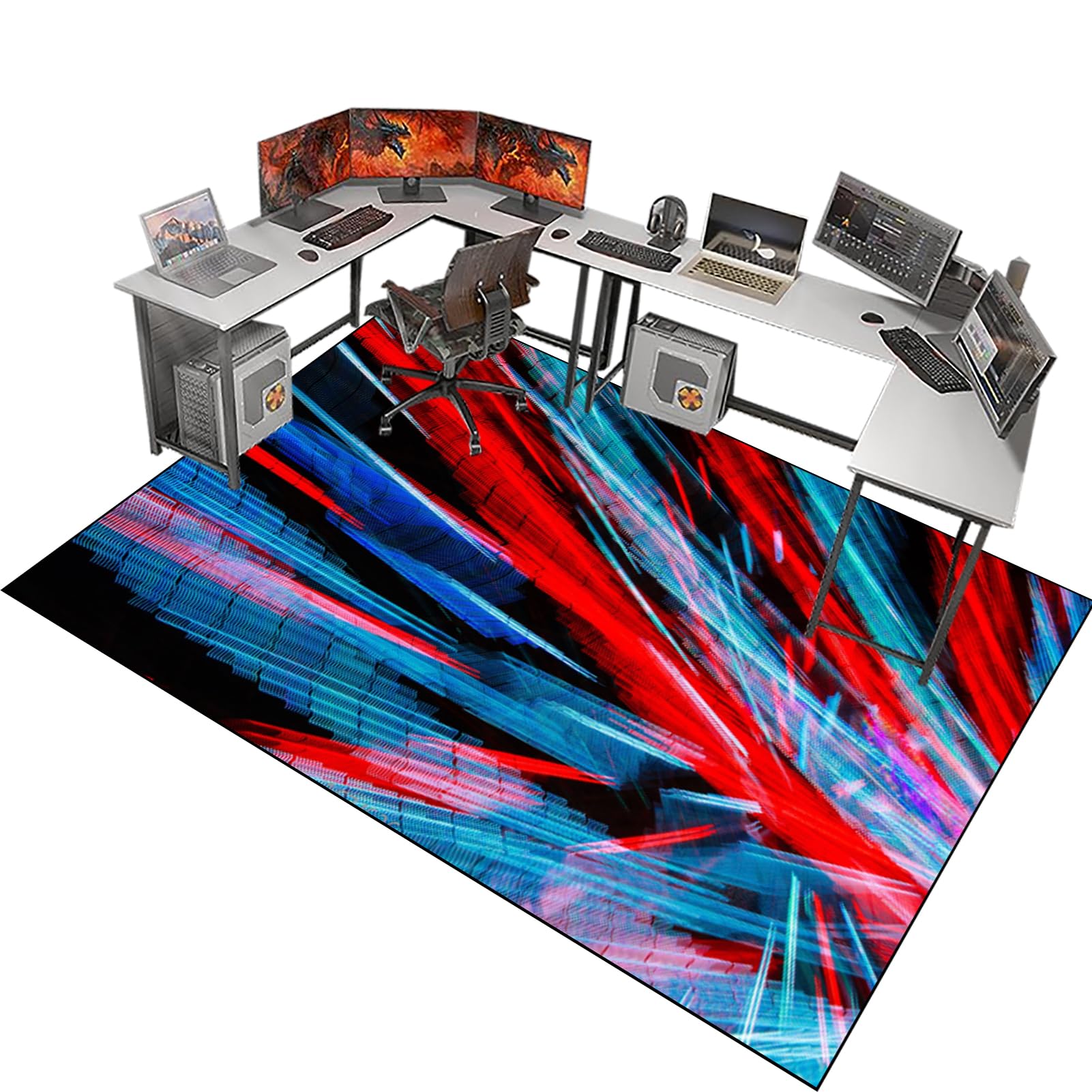 Fzamudng Office Chair Mats for Carpeted Floor, Carpet Protector Chair Mat, Gaming Chair Mat for Hardwood Floors Carpet Wooden Floors Non-slip Floor Protector, Desk Chair Mat for Carpet 140 x 180 cm