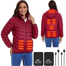 Women&rsquo;s heated jacket with 2pack 10000mAh Battery Pack, QTREE Lightweight Heated Coat with 8 Areas Heating