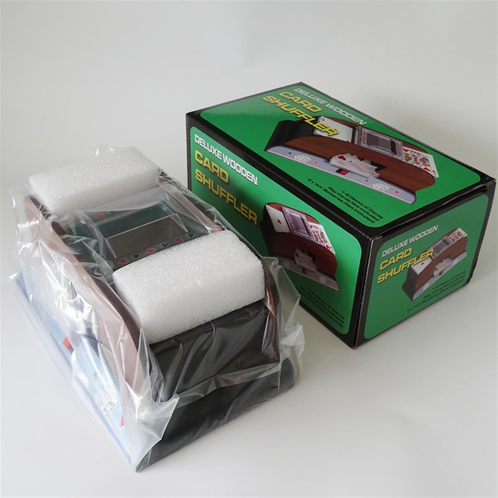 Mescolatore di carte automatico, Mescolatore di carte in legno, Mescolatore di carte da gioco alimentato a batteria Può mescolare 2 mazzi for UNO, Blackjack, Texas Hold'em, Giochi di carte domestici