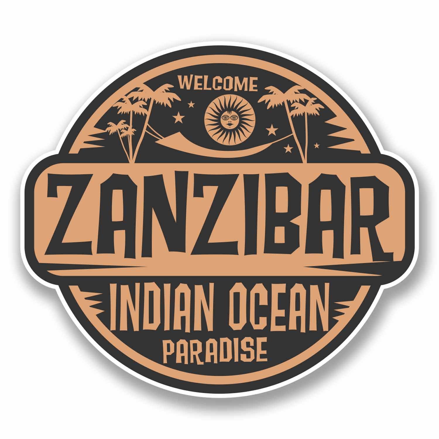 Destinationvinyl Multi 2 X 10Cm Zanzibar Vinyl Sticker Decal Laptop Luggage Travel Tag Fun #9836 (10Cm Wide X 9Cm High)