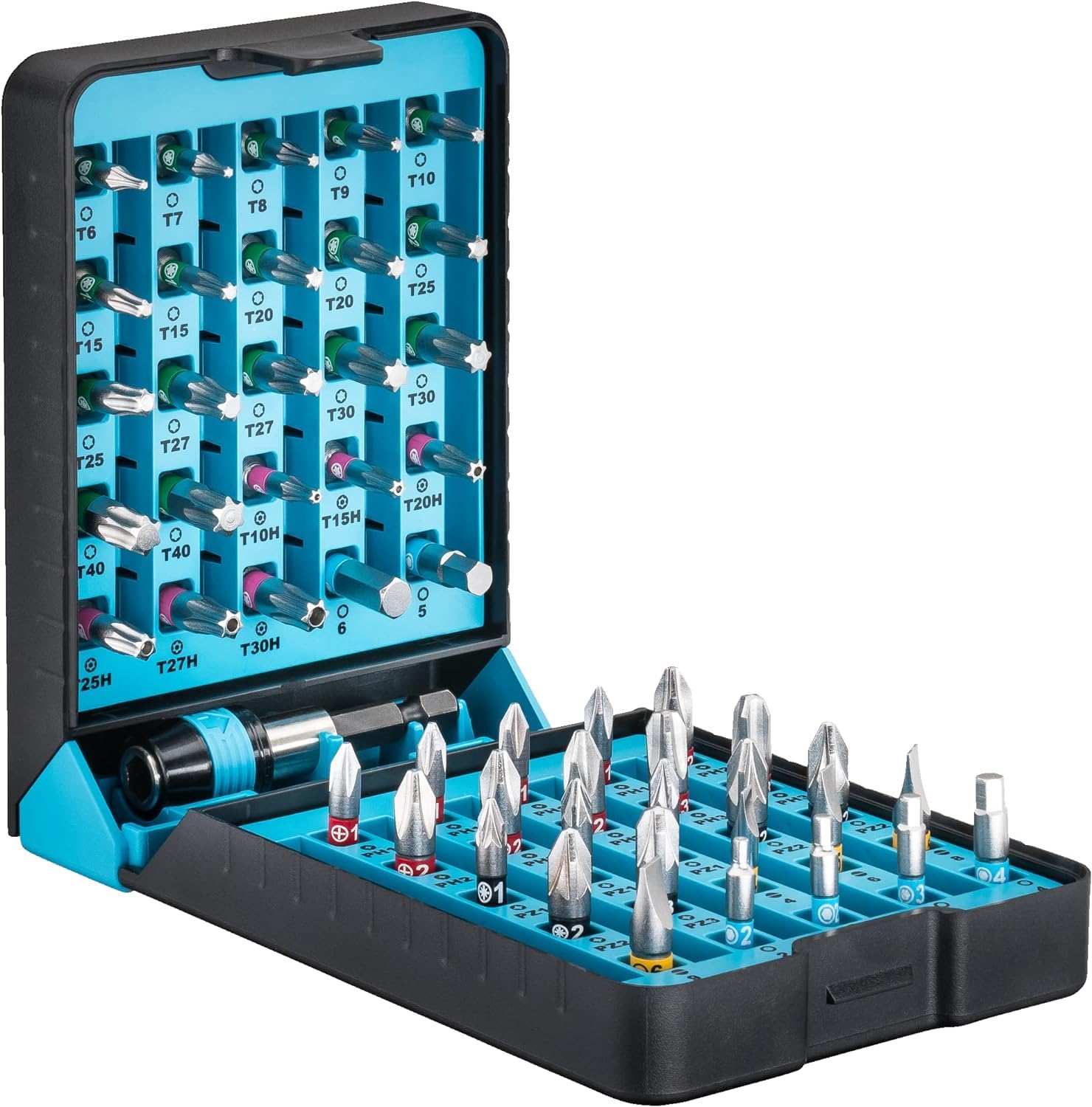 HAZET BitE-Box 2240N/51 I Juego de puntas de destornillador, Accionamiento: Pozidriv, hexagonal 6.3 (1/4 pulgada), Phillips, Tamper Resistant TORX, hexagonal interior, ranurado, TORX interior