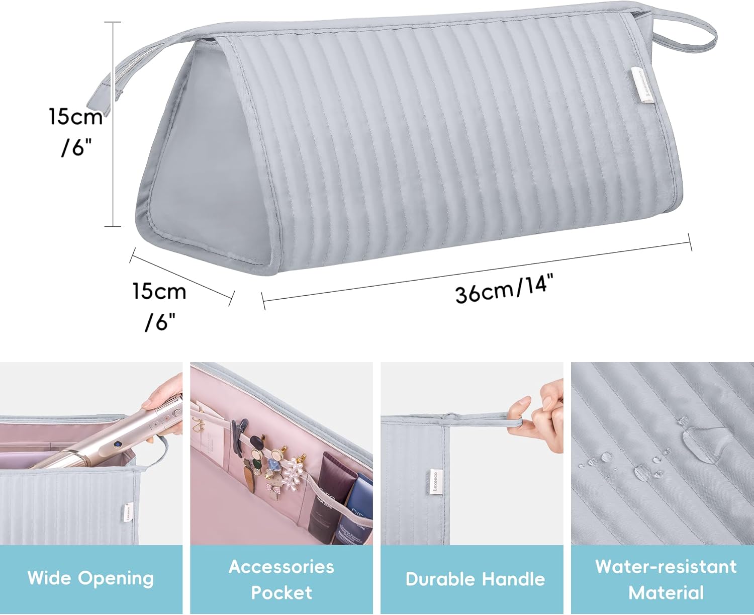 Dy son Air wrap Travel Case Hair Tools Travel Bag for Shark Flexstyle Carrying Case Portable Shark Hair Dryer Revlon Flat Curling Iron Organizer(Silver Gray) - Image 3