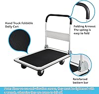 Vista 5 de LEADALLWAY Carro de empuje plegable de gran tamaño de 880 libras, 35.8 x 24 x 34.3 pulgadas, blanco