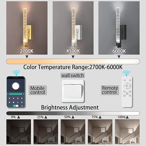 Miniatura 4 de Apliques de pared de columna de burbujas de cristal, modernos accesorios de pared de lujo, lámpara de pared cromada para interiores, iluminación de