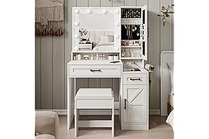 Fameill Makeup Vanity Desk White | Spacious Dressing Table Set