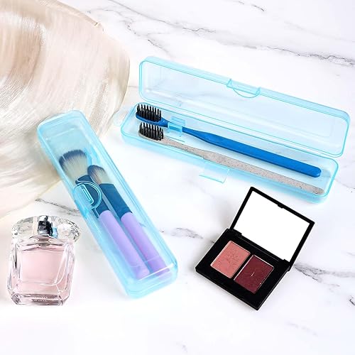 Miniatura 5 de 2 fundas para cepillos de dientes, soporte para cepillos de dientes de viaje azul transparente, 7.87 x 1.81 x 1.18 pulgadas, fundas de plástico para