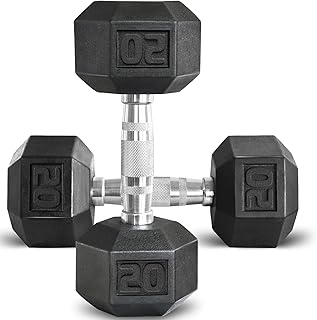 Balelinko Mancuerna de hierro fundido con agarre de goma con mango antideslizante, equipo de entrenamiento de fuerza, accesorios de gimnasio en casa, entrenamiento de cuerpo completo, construcción