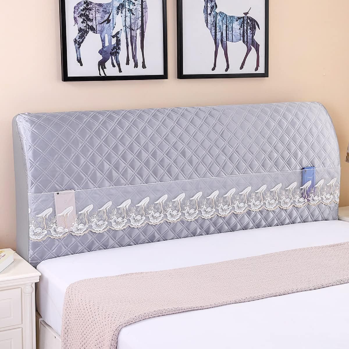 Bed Headboard Dustproof Washable Cover (200cm/ 79inches, B)