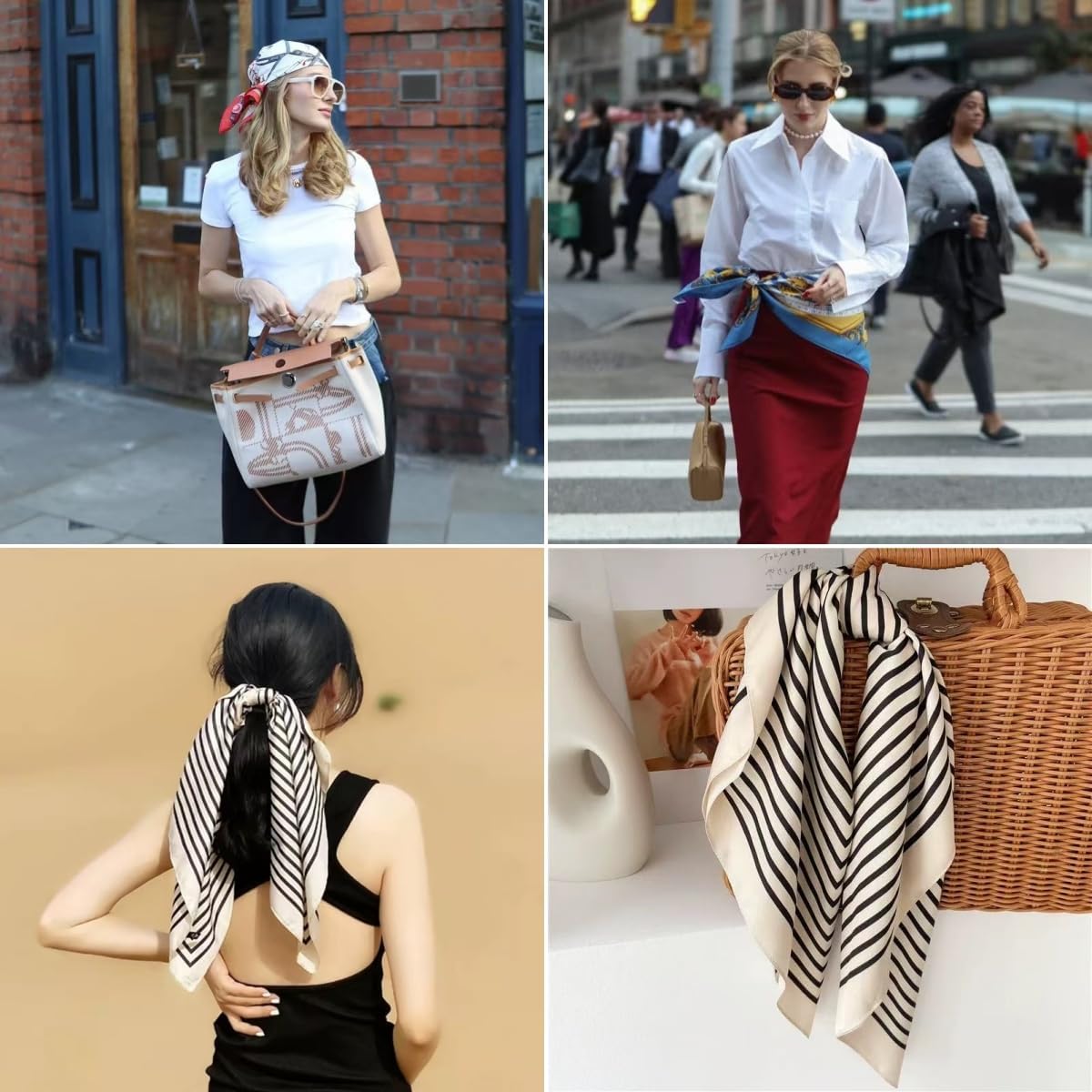 Silk Feeling Hair Scarf Bandanas for Women 27.5" Square Lightweight Satin Head Scarves Neck Sleeping Headscarf Wrap - Image 6