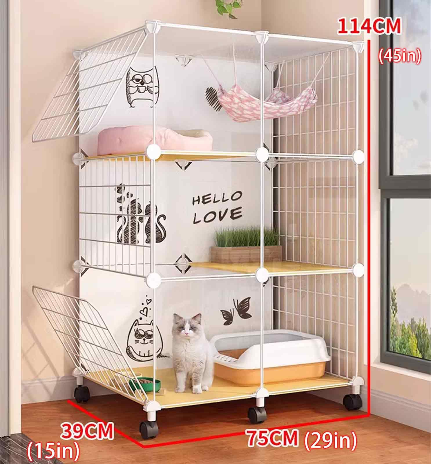 Generico Gabbie per Gatti da Interno, Grandi, per Animali Domestici, Staccabili, recinti per Gatti da Interno, recinto per Gattini da Interno, con carrucole a 360°, Design Trasparente, Facile da spos