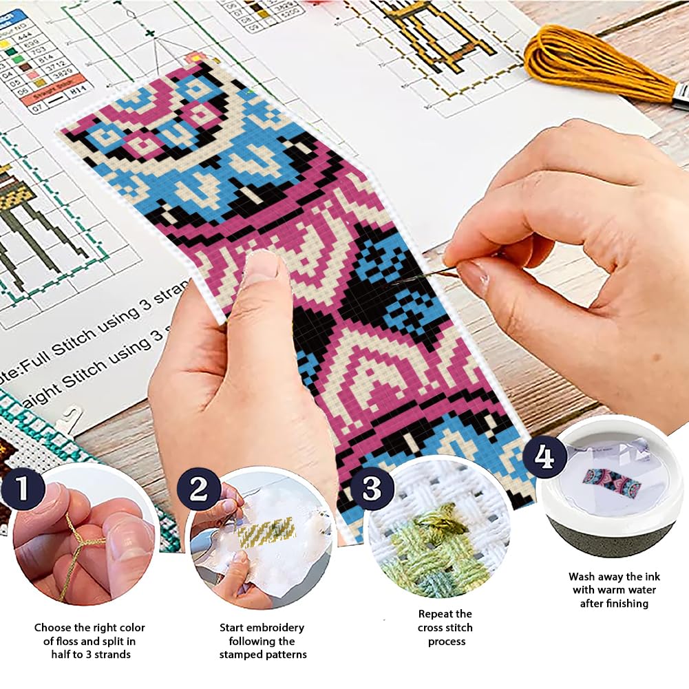 ACRNIGHEET Kit de 6 marcadores de punto de cruz para principiantes, mandala, estampado, kit de punto de cruz para adultos, kit de punto de cruz para adultos, kit de punto de cruz para adultos con