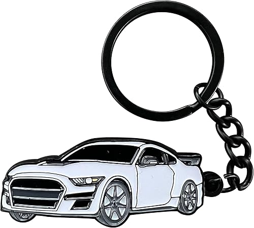Elegante llavero de metal compatible con Ford Mustang, se adapta a todos los modelos, accesorios Ford Mustang, regalos, llaveros (blanco)