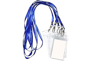 Waterproof Vertical Badge Holder with Blue Lanyard (50 Pack)