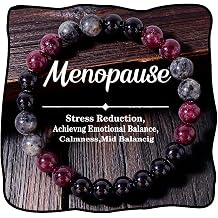 Menopause Bracelets for Women Menopause Relief Beaded Bracelet Natural Stone Healing Stretch Bracelet Anxiety Stress Relief Emotional Balance Gifts for Wife Mother BFF