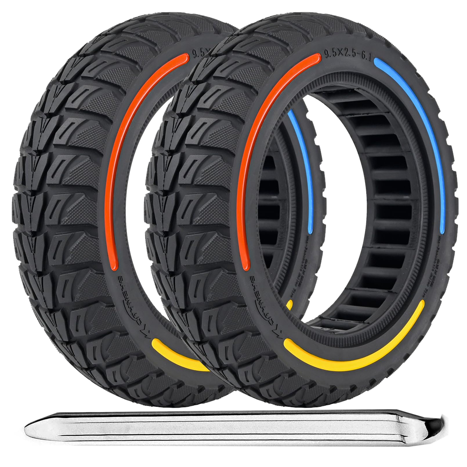 TOCBEUU 9.5x2.5-6.1 Solid Tires for Electric Scooter, Off-Road Replacement Wheels, Tubeless Rubber Tyre for NIU KQi3 Pro/Max/Sport Electric Scooter- 3