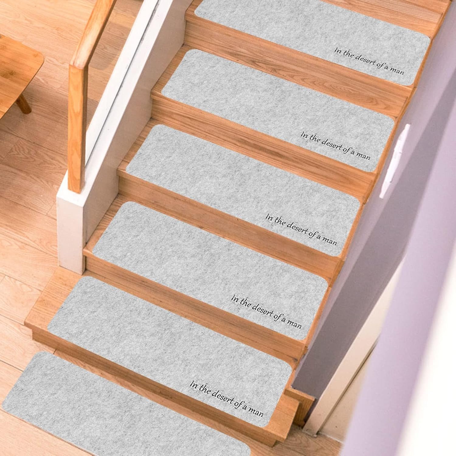 M.J COMFY-LIFE 14PCS Stair Tread Pads Anti-slip Carpet Stair Treads Mats Self 20x55cm Reused Step Protectors Cover Mat for Kids Elders Pets Stair Carpet Tiles (Light Gray)