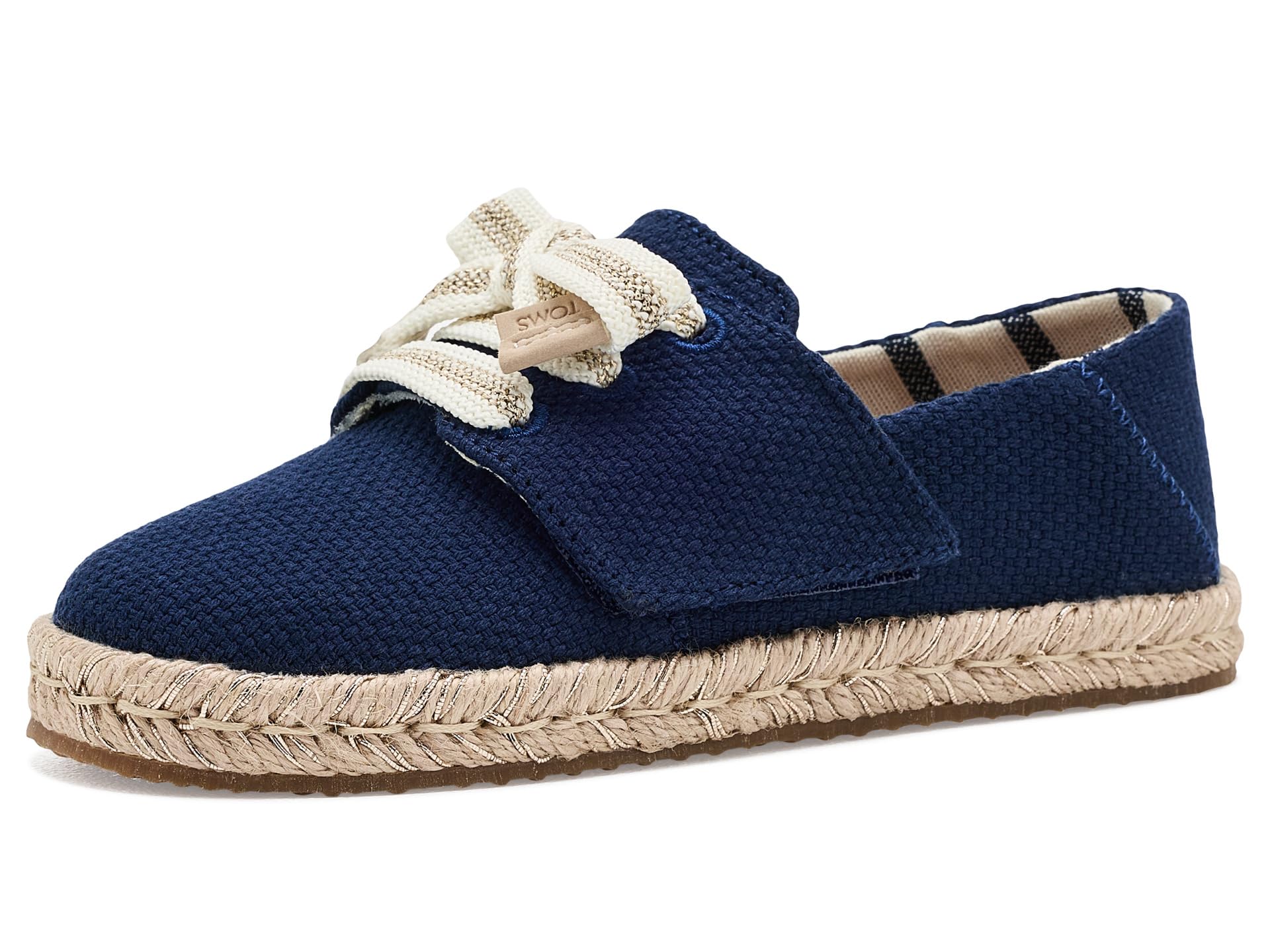 TOMS Alpargata Carolina con Cordones para niña, Tejido Azul Marino, Talla 3