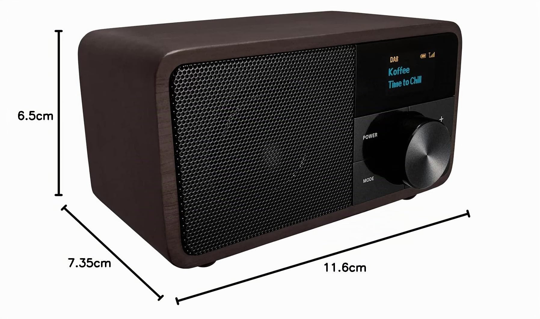 SANGEAN DDR-7 – Kompaktes Retro DAB-Radio mit Bluetooth Lautsprecher, FM-Empfang, integriertem Akku, tragbares Design & Echtholz-Gehäuse, Dark Wood