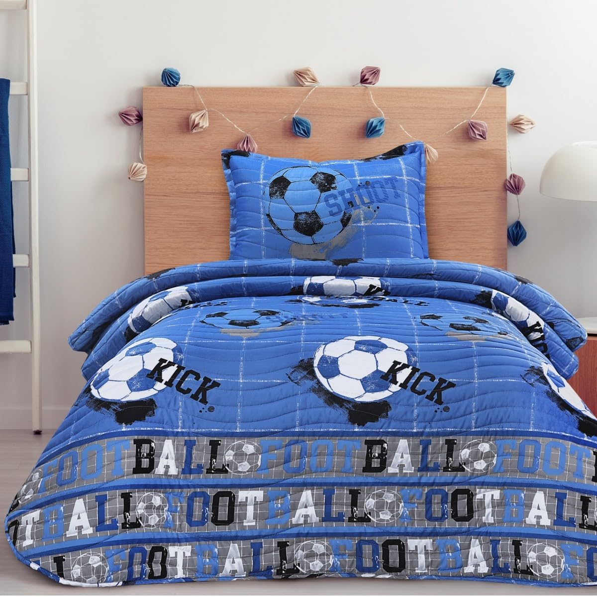 Colcha Bouti Cosida Cama Infantil y Juvenil Modelo Fútbol Quick Color Único Talla Cama 90