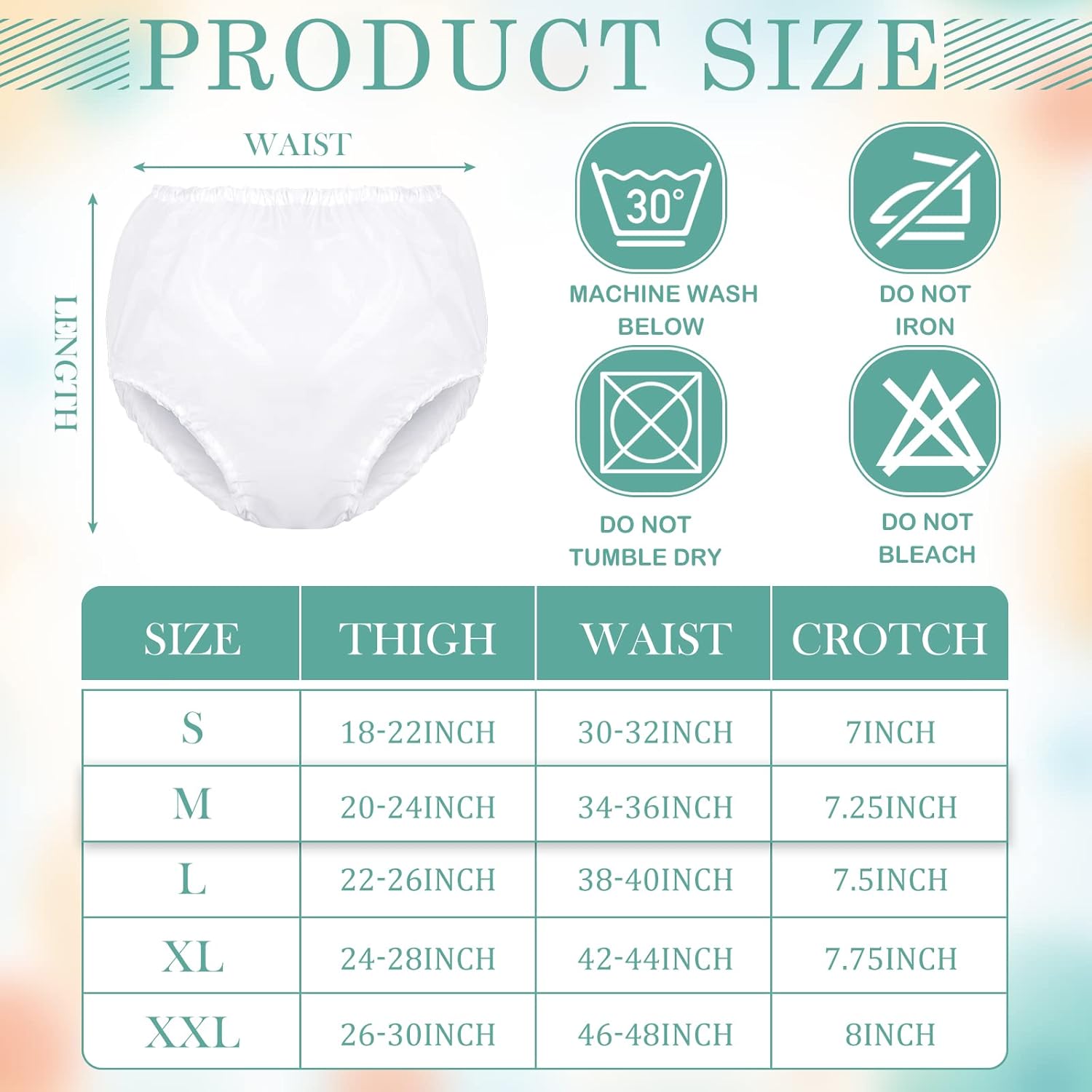 Weewooday 10 Pcs Adult Plastic Pants, Medium, White, Waterproof Incontinence Underpants, EVA Pull on Cover Pants, Leak Proof, Washable Incontinence Pants for Men and Women - Image 2