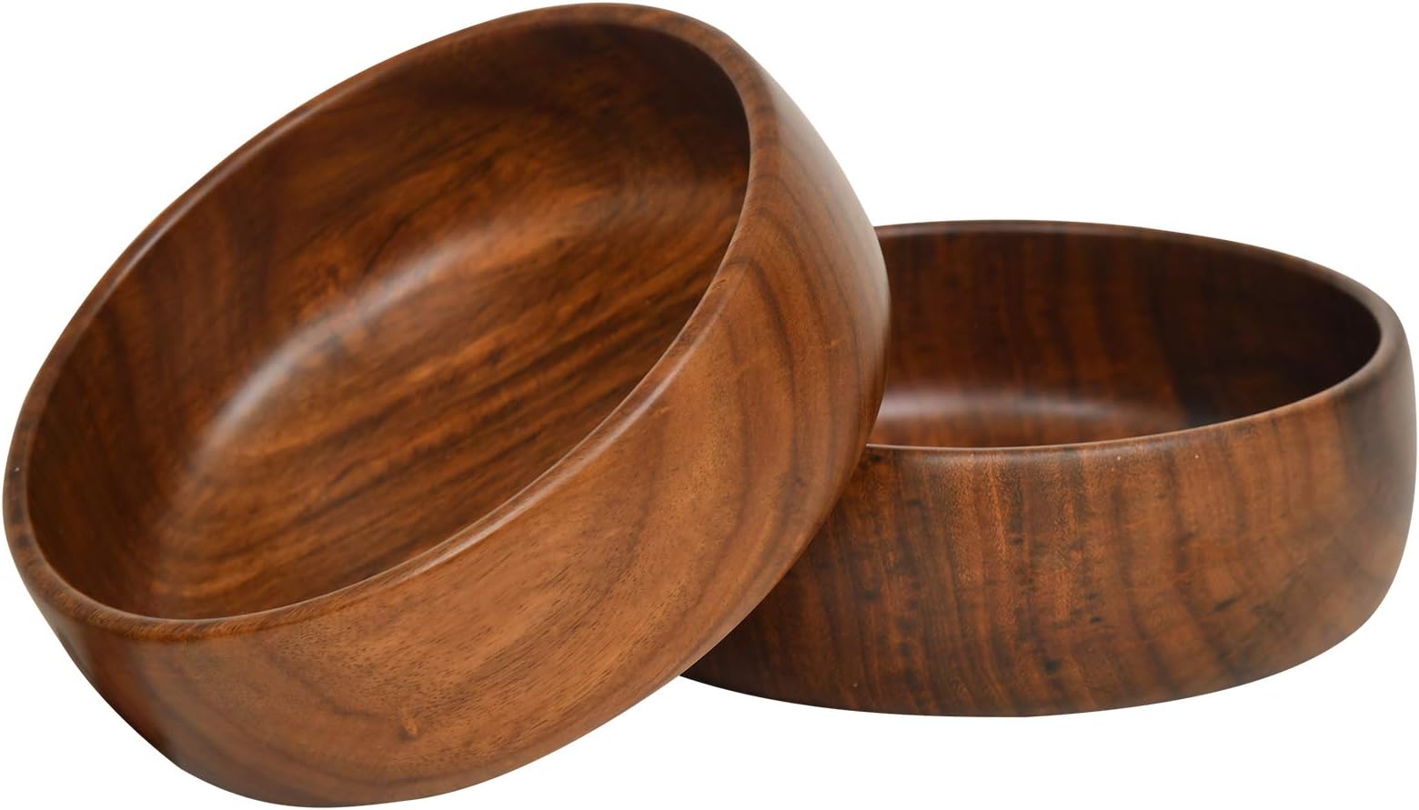 WOODENCLAVE Handcrafted Solid Wooden Multipurpose Serving Bowl For Breakfast Snacks Soup Serveware Salad Bowls For Home Kitchen - Brown (Set Of 2), 500 ML