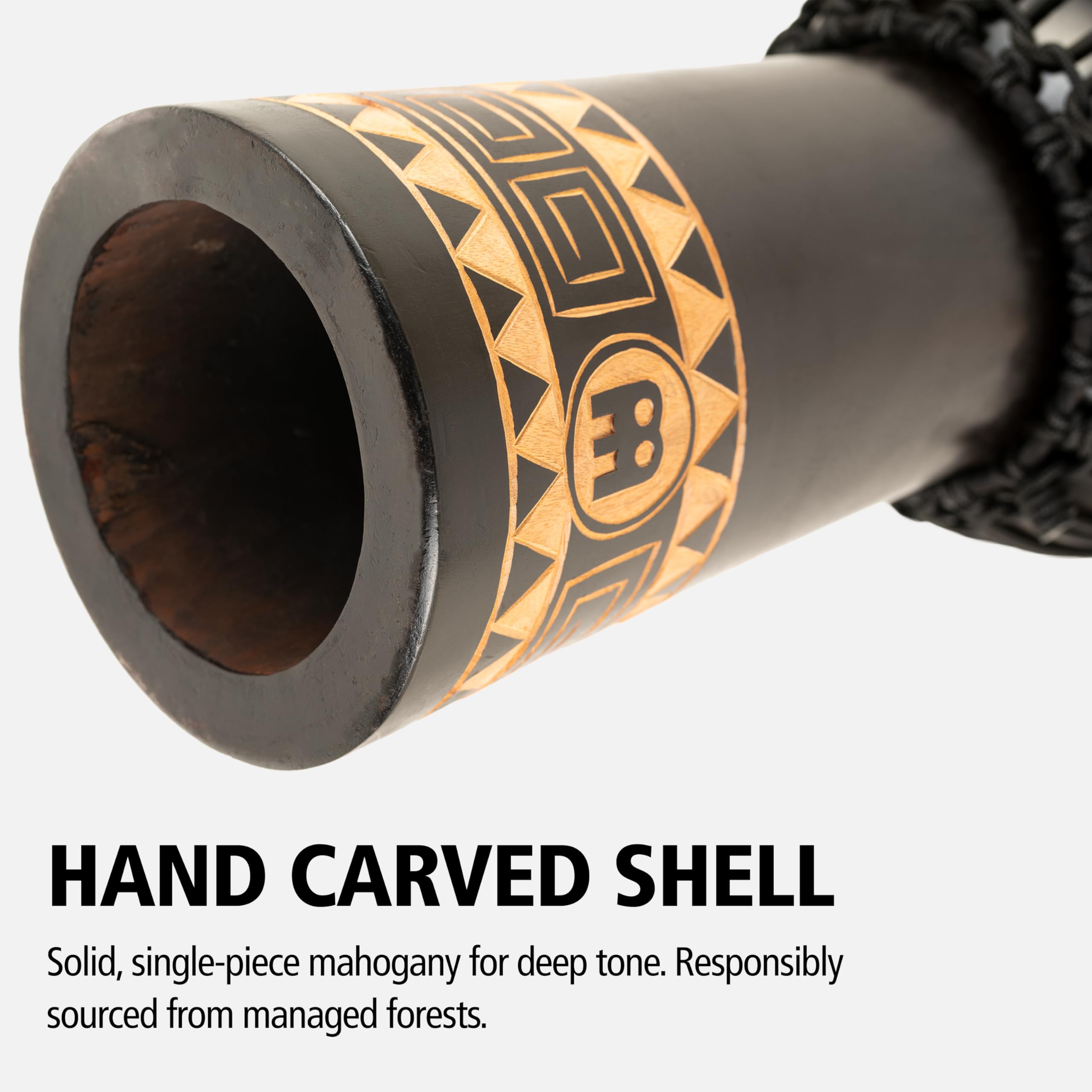 Meinl Percussion Djembe Congo À Cordes – Grande Percussion à Main – Avec Peau de Chèvre – Diamètre 12 pouces – Acajou, Marron Foncé (HDJ1-L)