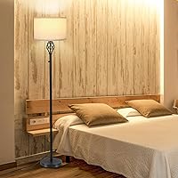 Vista 8 de Lámparas de pie para sala de estar, lámpara de pie, lámpara de pie moderna con pantalla de lino, interruptor giratorio, bombilla LED incluida