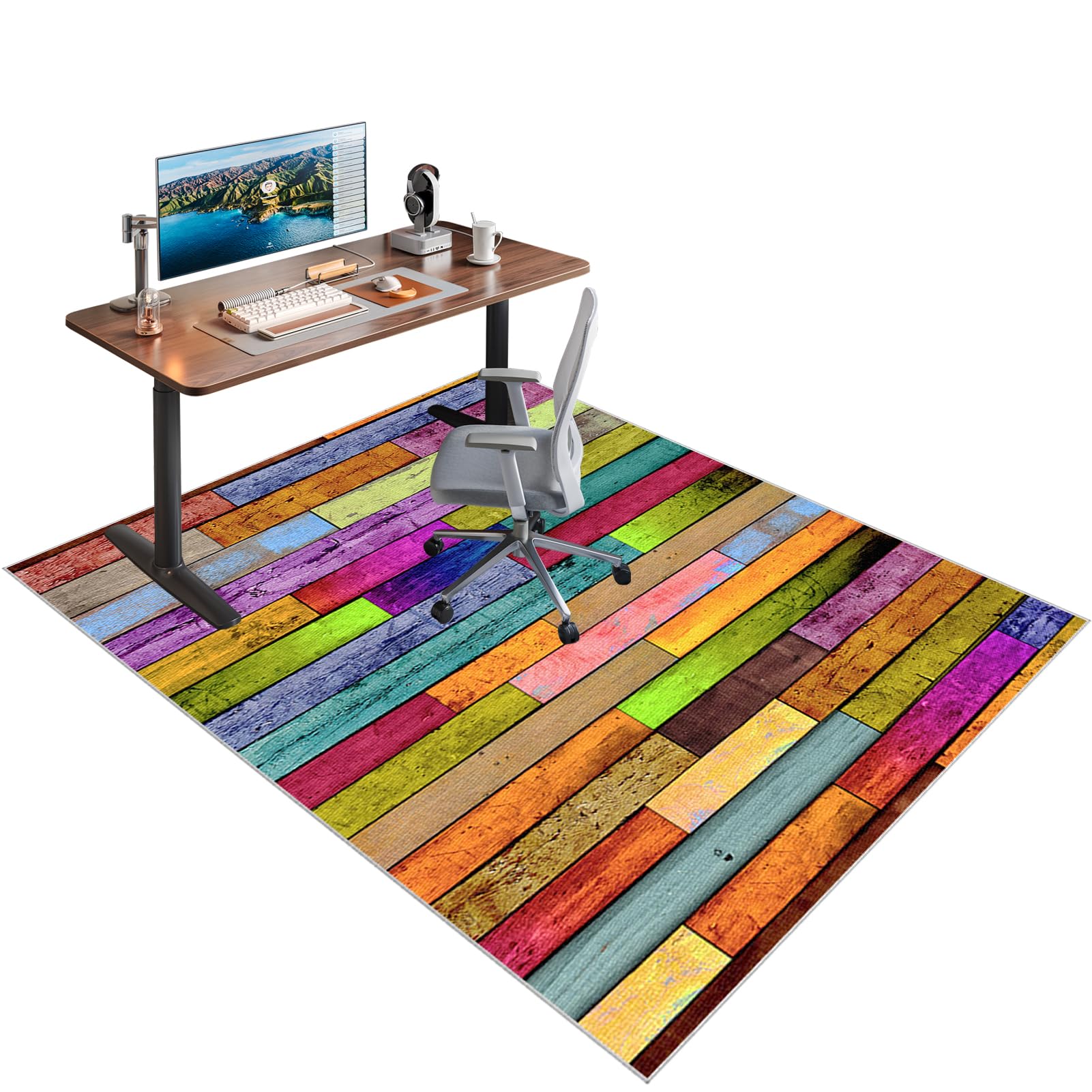 Bodenschutzmatte Bürostuhl Verschiedene Größen Bürostuhl Unterlage geeignet für Parkett Laminat Teppich Fliesen Hartböden Rechteckig Non Slip Gaming Schreibtischstuhl Schutz Matte 140 x 200 cm