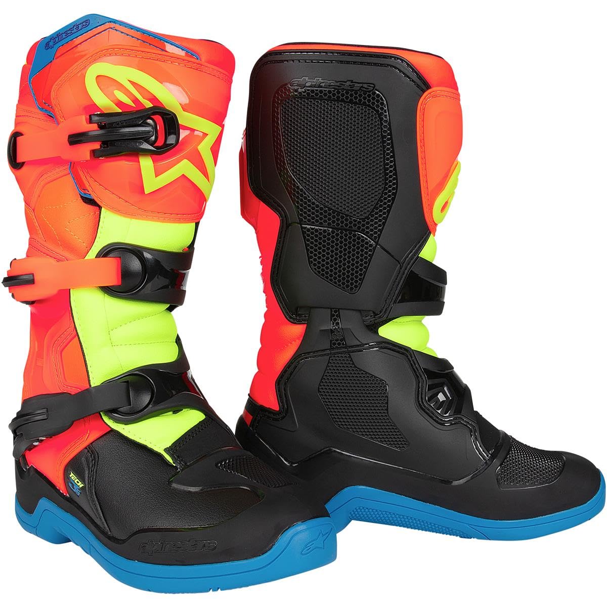 Alpinestars 2014024-4755-5: Tech 3S Youth Boots Or Fluo/Enamel Bl/Yel Fl Sz 5