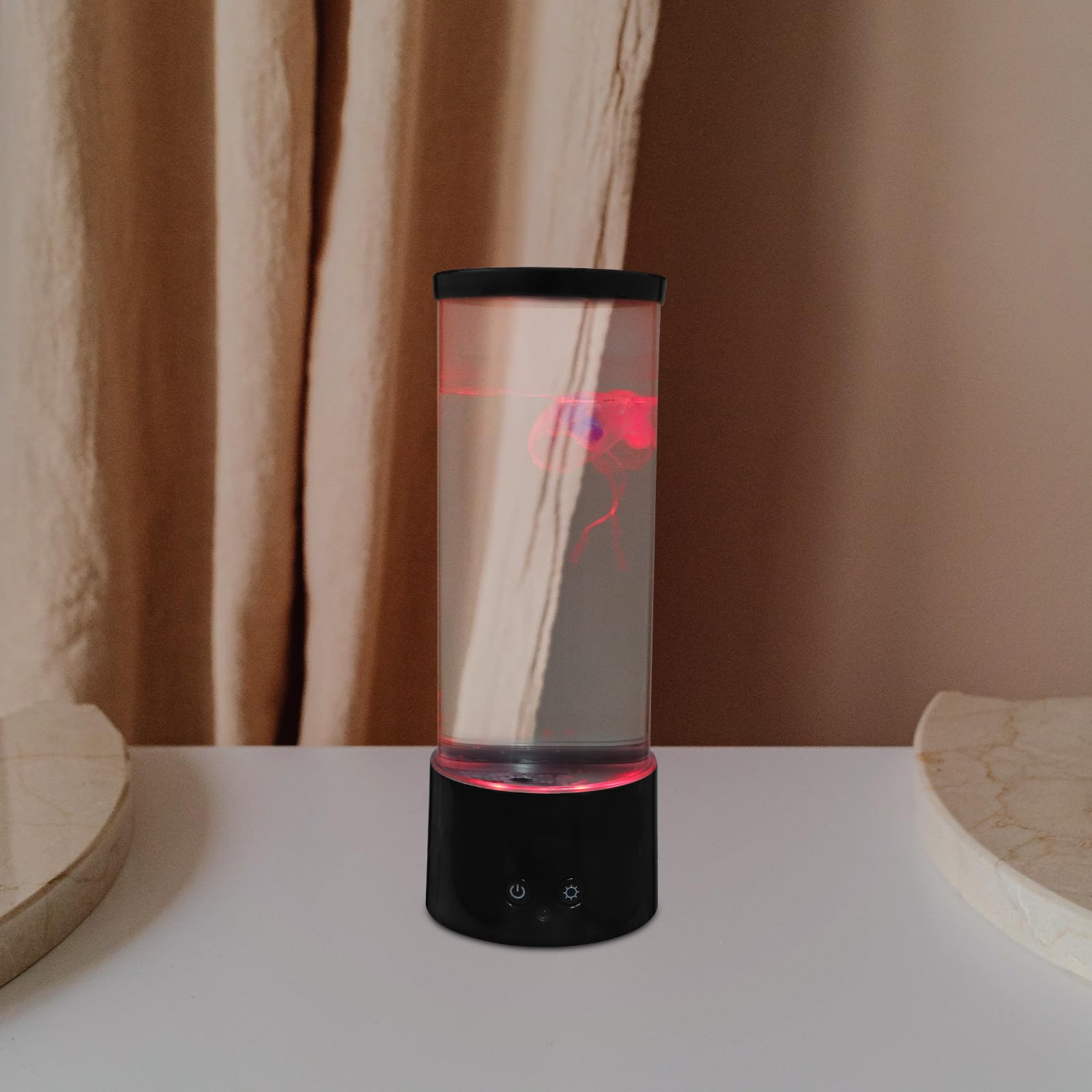 MAGICLULU Lampe de Nuit LED Méduse Télécommande, Éclairage D'ambiance et Aide au Sommeil, Matériau Abs, pour Table de Chevet ou Bureau, Couleur Noire