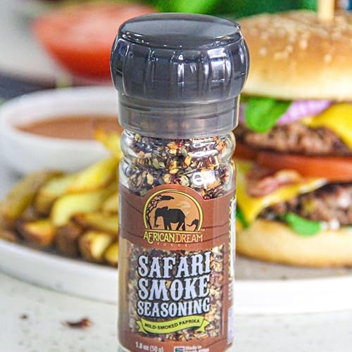 Miniatura 20 de African Dream Foods Mezcla de condimentos con humo Safari con pimientos ahumados, sal marina Ideal para carne, pollo, verduras Molinillo