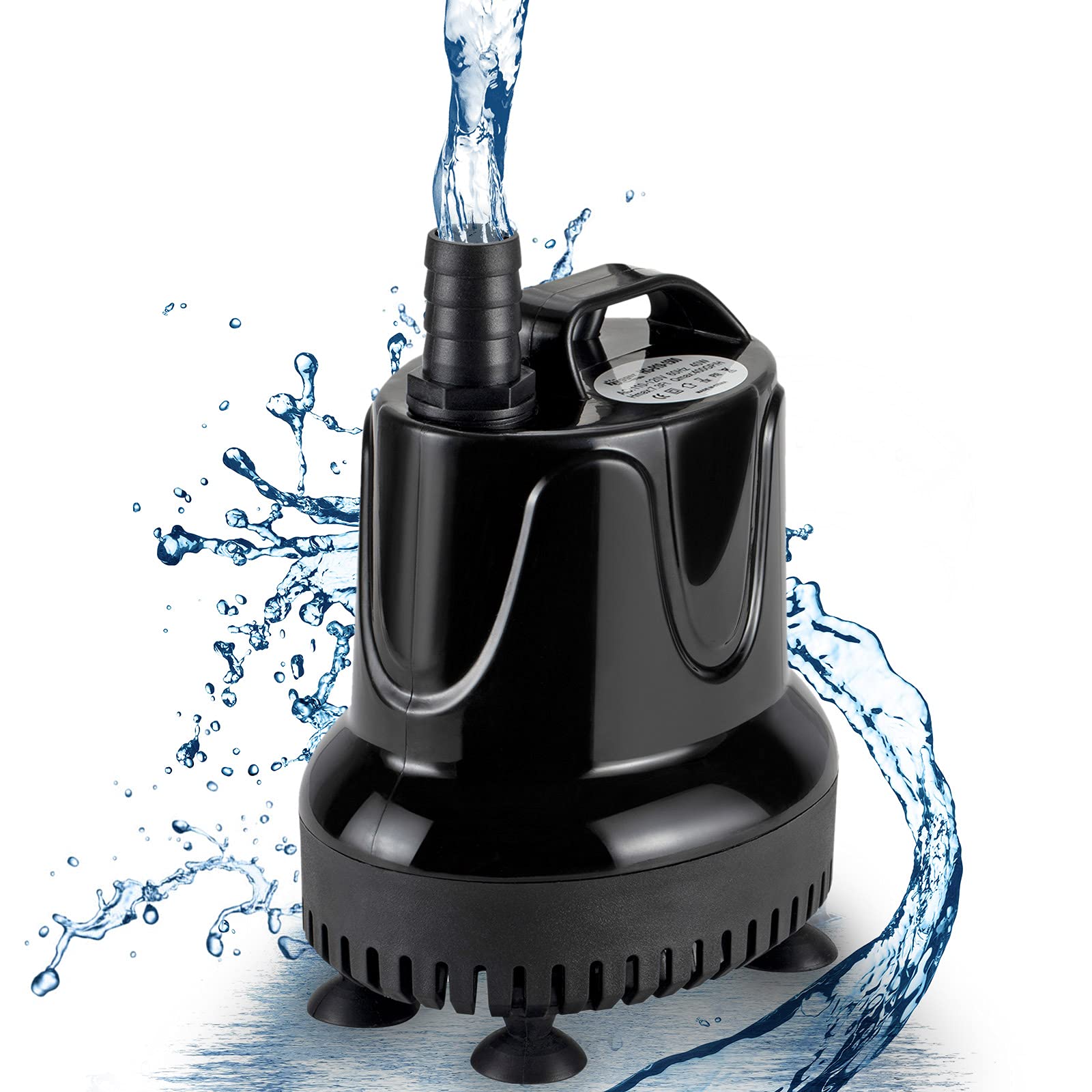 Hygger Black Submersible Water Pump, 4000L/H 90W Ultra-Quiet Fountain Water Pump, Bottom Pumping Aquarium Pump With 48 Hours Anti Dry Burning, 4M High Lift And 3 Nozzles For Fish Tank Pond Pool Garden