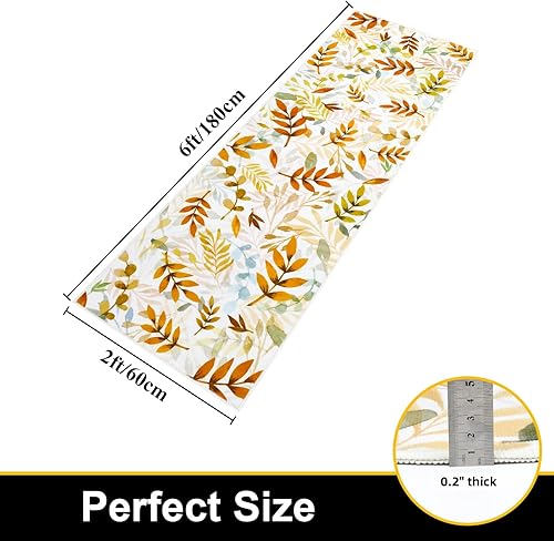Miniatura 2 de SHACOS Alfombra de pasillo de otoño para pasillo, 2 x 6 pies, hojas naranjas y amarillas, antideslizante, lavable, tapete de cocina de otoño para