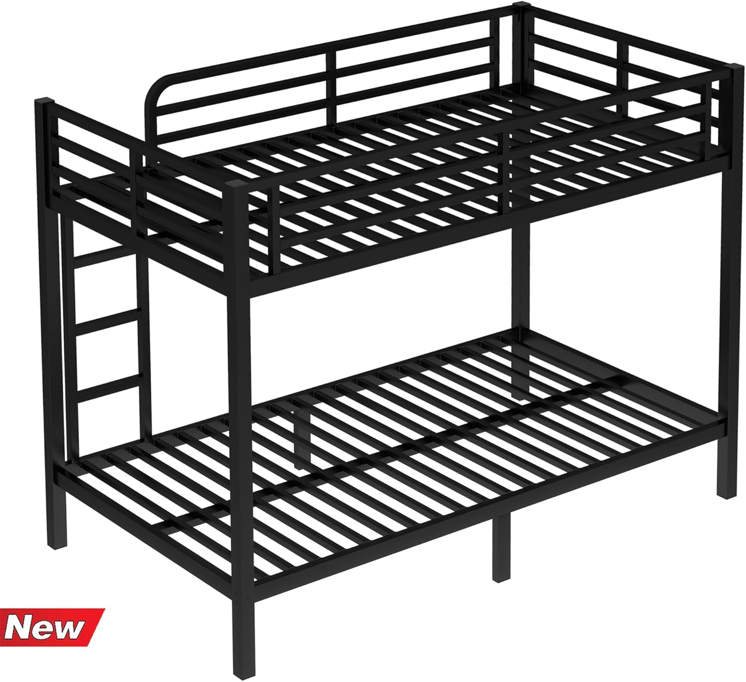 Stronger & Higher Quality Heavy Duty Metal Bunk Bed Frame Twin XL Over Twin XL Size, Thickened Safer More Stable Bunkbed (Black)