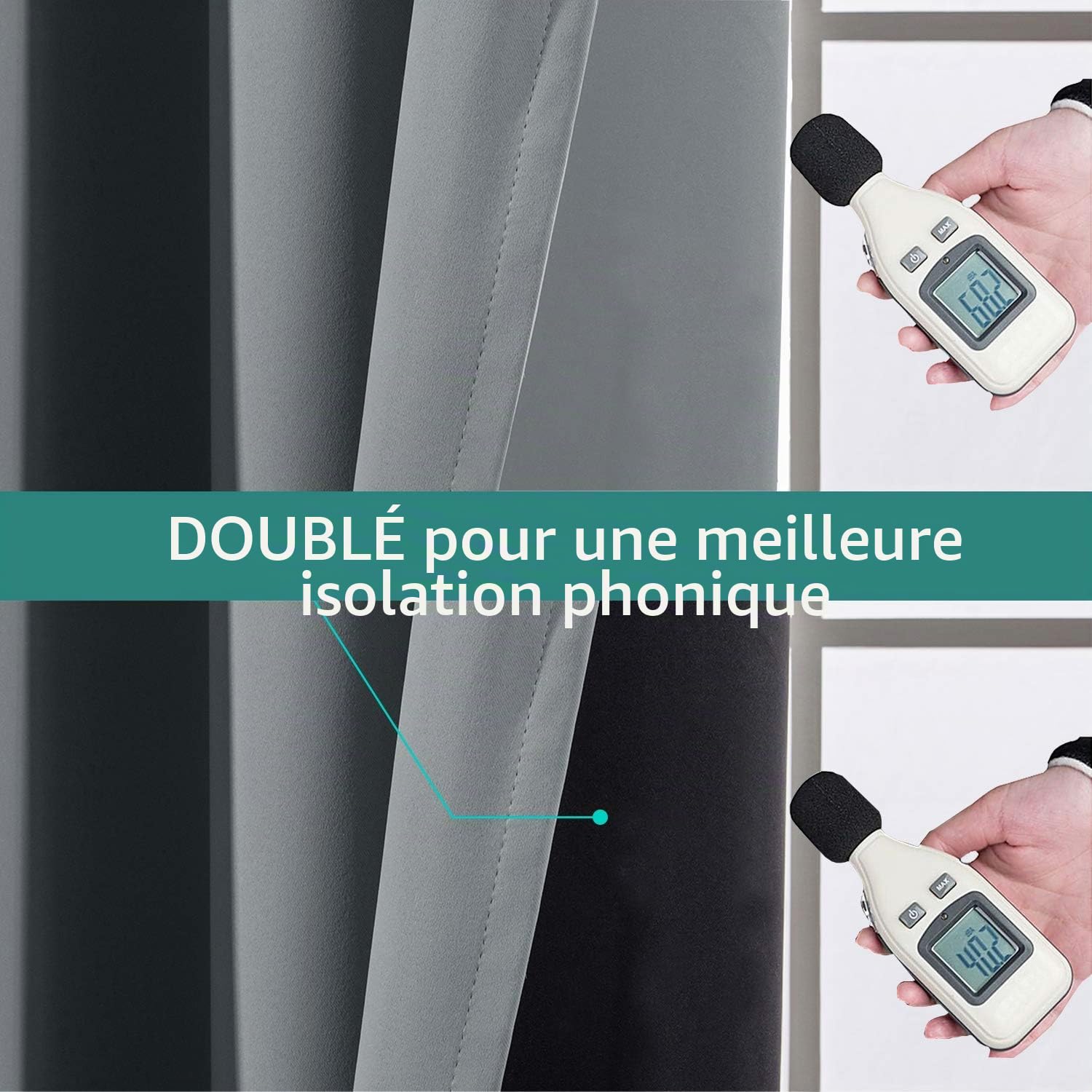 Yakamok Rideaux 100% occultants de 213 cm de Long, 2 Couches épaisses bloquant complètement la Chaleur et la lumière, Rideaux Doux à Isolation Thermique pour Chambre à Coucher (132,1 cm de Large par