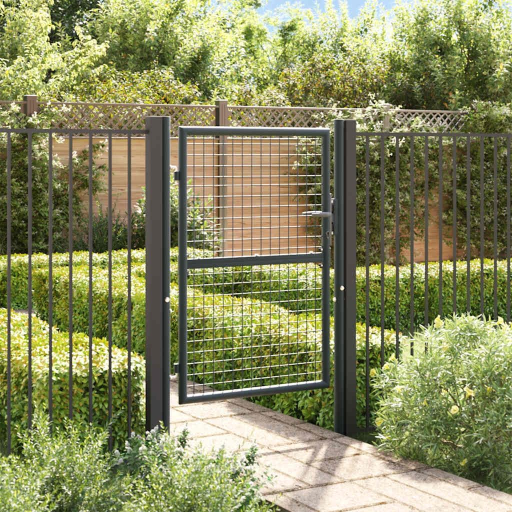 vidaXL Mesh Garden Gate Galvanised Steel 39.4" x 49.2" Grey
