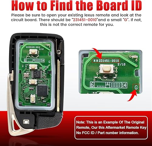 Miniatura 5 de Aichiyu Reemplazo de llavero remoto de proximidad inteligente para Lexus RX350 RX450h 2016 2017 2018 2019 2020 HYQ14FBB entrada sin llave control