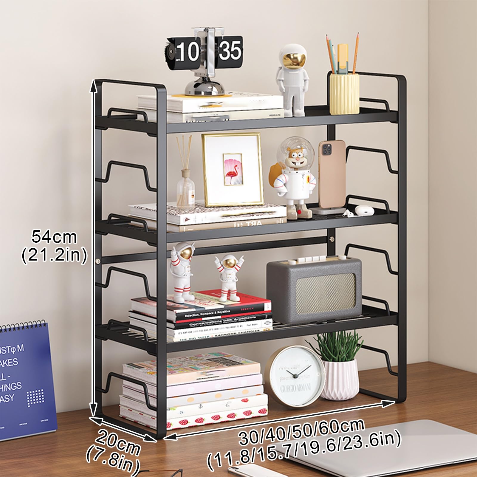 Libreria Da Scrivania In Metallo A Più Livelli Per Dormitorio, Scaffale Per Computer, Libreria Da Scrivania Per Casa, Ufficio, Dormitorio E Gaming, Facile Da Montare