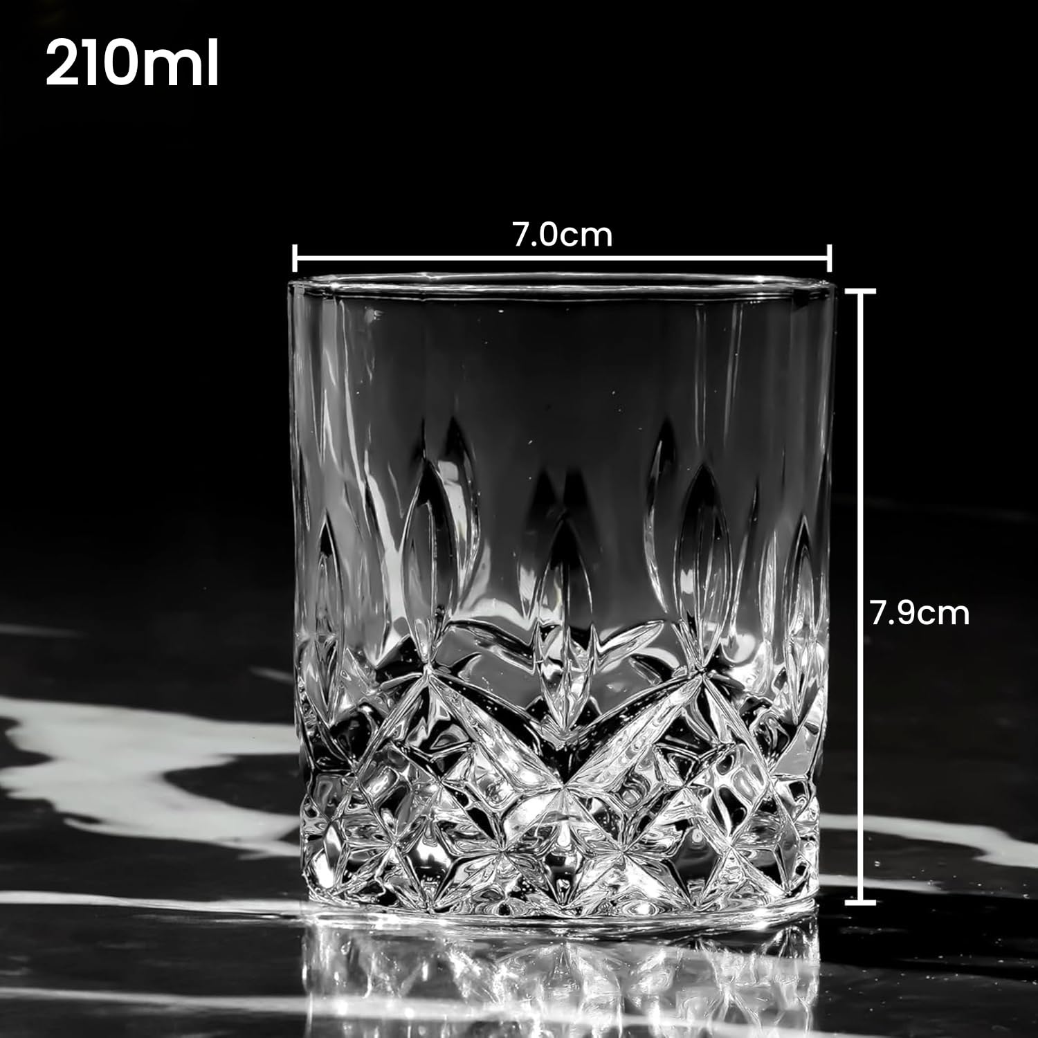 Whisky Gläser Set 6 Stück Whiskygläser Geschenke Spülmaschinenfest, 210ml Crystal Glass, Whisky-Geschenk (6 Stück Transparent RCS006)