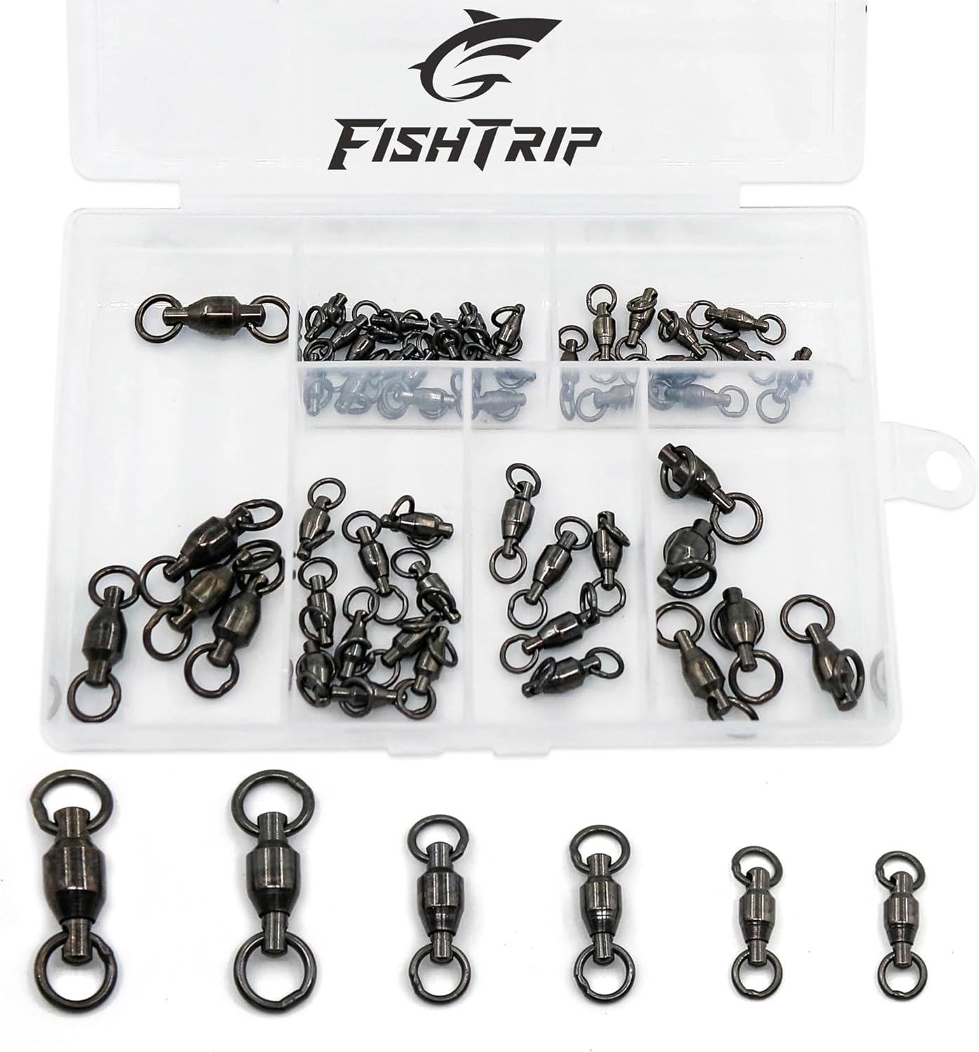 30/50 Pack Ball Bearing Fishing Swivels, High Strength Stainless Steel Swivels Fishing Tackle Solid Welded Rings Barrel Swivels Fishing Connectors for Saltwater Freshwater Size 0#-10#